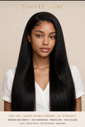 YOLO LUMIERE SDD 14A Super Double Drawn Frontal Wig - 24 Inch Straight - 250% DensityTHE BOSS LADY WIG - Thick From Root To Tip!SDD = Super Double Drawn = Full, thick volume with NO thin ends! Our most luxurious wig.